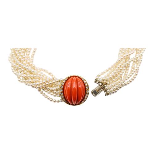 GARGANTILLA DE PERLAS CON CORAL DE OCTAVI SARDÀ