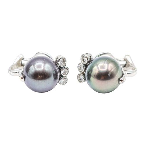 PENDIENTES CON PERLAS TAHITÍ Y DIAMANTES