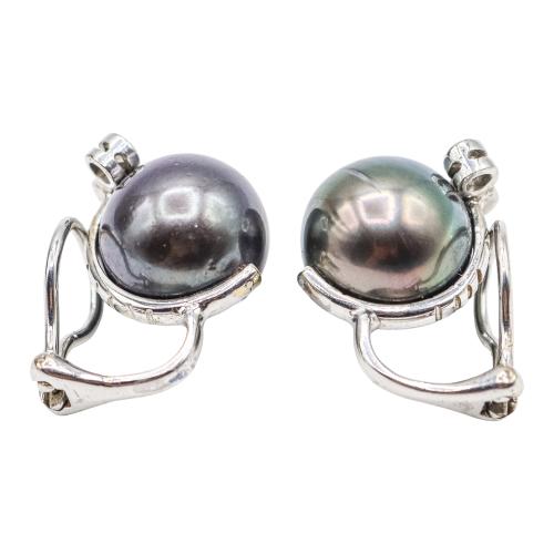 PENDIENTES CON PERLAS TAHITÍ Y DIAMANTES