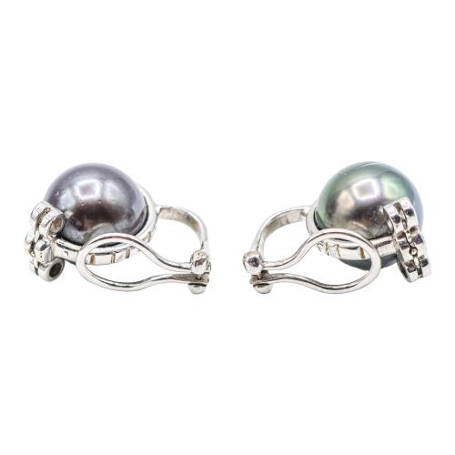 PENDIENTES CON PERLAS TAHITÍ Y DIAMANTES