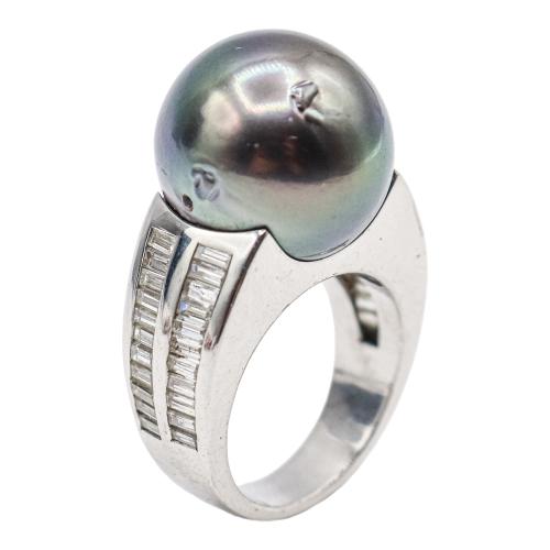 ANILLO CON PERLA TAHITÍ Y DIAMANTES