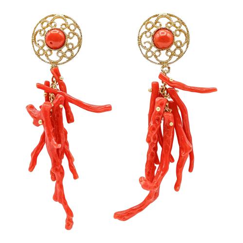 PENDIENTES LARGOS ITALIANOS DE CORAL