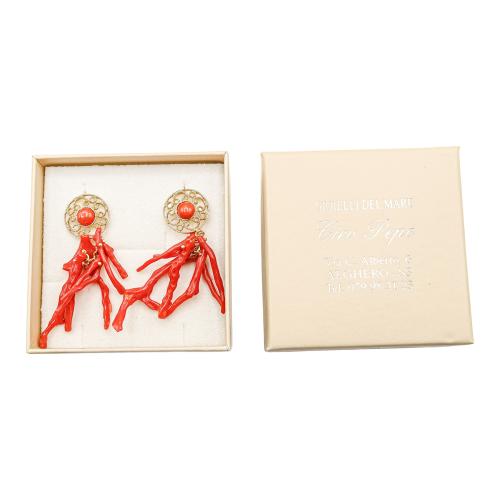 PENDIENTES LARGOS ITALIANOS DE CORAL