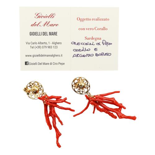PENDIENTES LARGOS ITALIANOS DE CORAL