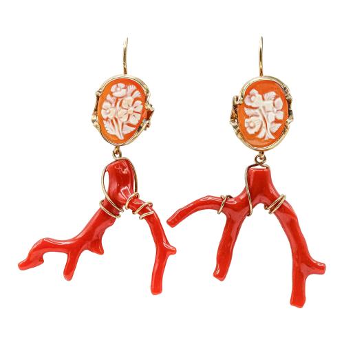 PENDIENTES LARGOS ITALIANOS DE CORAL