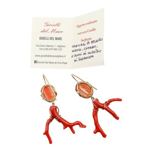 PENDIENTES LARGOS ITALIANOS DE CORAL