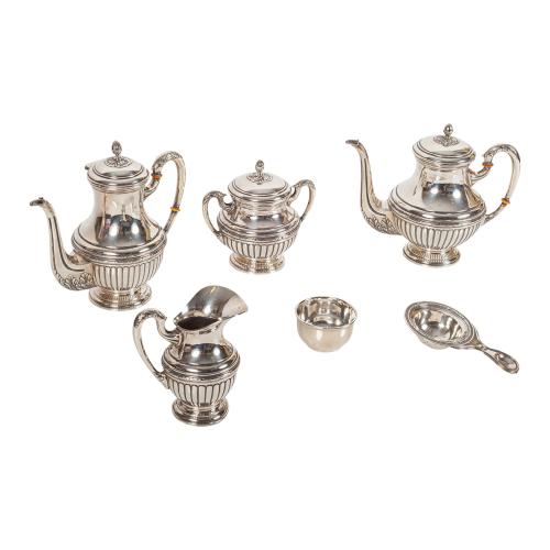 JUEGO DE CAFÉ DE PLATA DE MEDIADOS DE SIGLO XX
