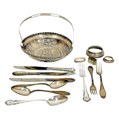 CONJUNTO DE PIEZAS EN PLATA DE MEDIADOS DE SIGLO XX