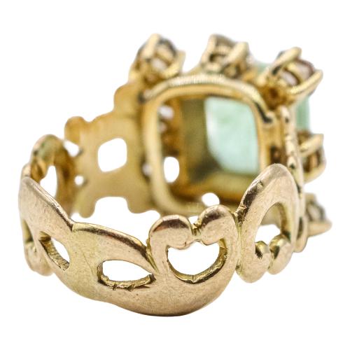 SORTIJA CON ESMERALDA Y DIAMANTES DE LOS AÑOS 40