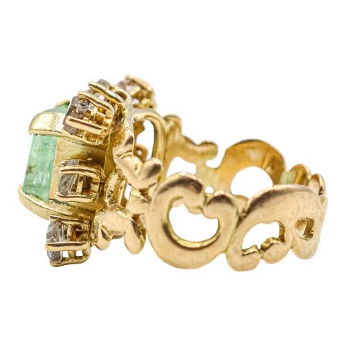 SORTIJA CON ESMERALDA Y DIAMANTES DE LOS AÑOS 40