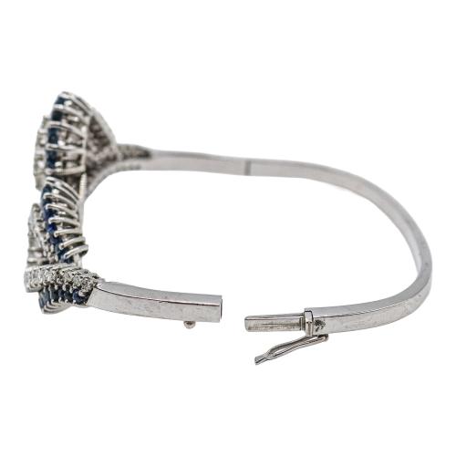 PULSERA ESCLAVA CON BRILLANTES Y ZAFIROS, AÑOS 70