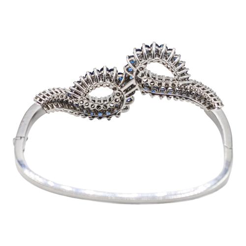 PULSERA ESCLAVA CON BRILLANTES Y ZAFIROS, AÑOS 70