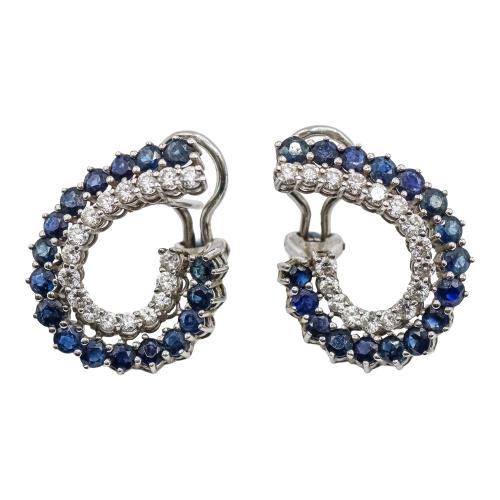PENDIENTES CON BRILLANTES Y ZAFIROS, AÑOS 70
