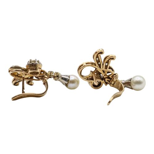 PENDIENTES CON DIAMANTES Y PERLAS, AÑOS 40