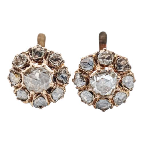 PENDIENTES ROSETONES CON DIAMANTES DEL S.XIX