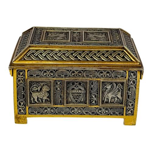 CAJA DE BRONCE ALEMANA DE MEDIADOS DEL S.XX