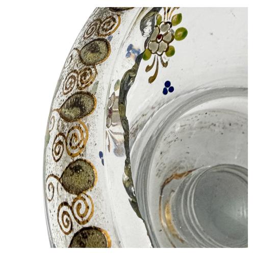 TARRO DE CRISTAL ESMALTADO DE MEDIADOS DE S. XX