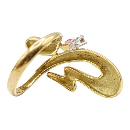 ANILLO CON BRILLANTE Y RUBÍ