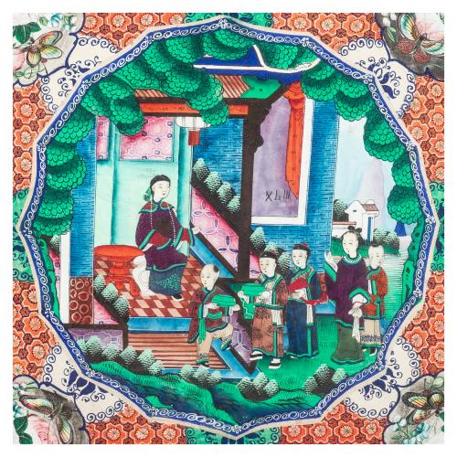 PAREJA DE PINTURAS CHINAS DEL SIGLO XIX
