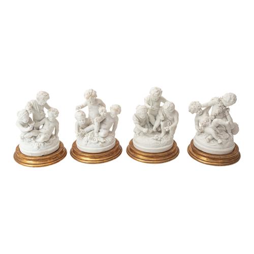CUATRO FIGURAS EN BISCUIT DE SEVRES, DE PPS. DEL S.XX