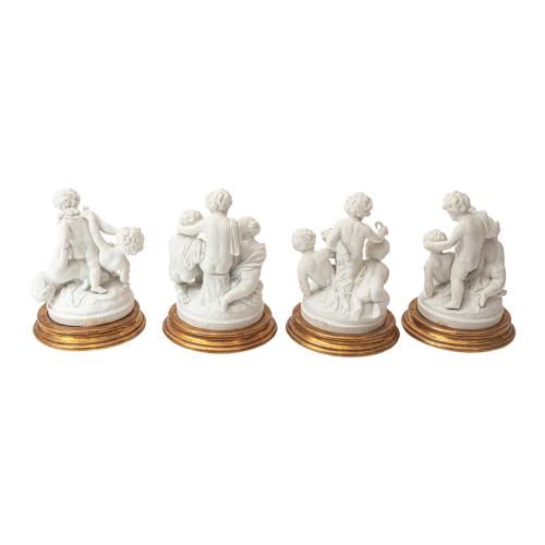CUATRO FIGURAS EN BISCUIT DE SEVRES, DE PPS. DEL S.XX