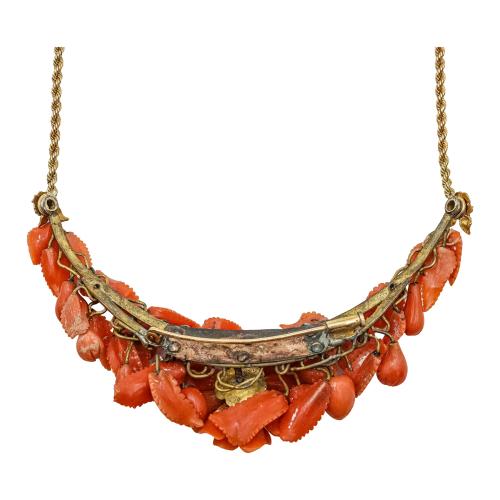 GARGANTILLA Y PENDIENTES CORAL S.XIX