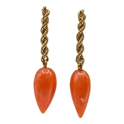 GARGANTILLA Y PENDIENTES CORAL S.XIX