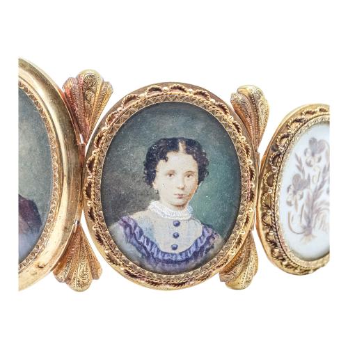BRAZALETE CON MINIATURAS DEL SIGLO XIX