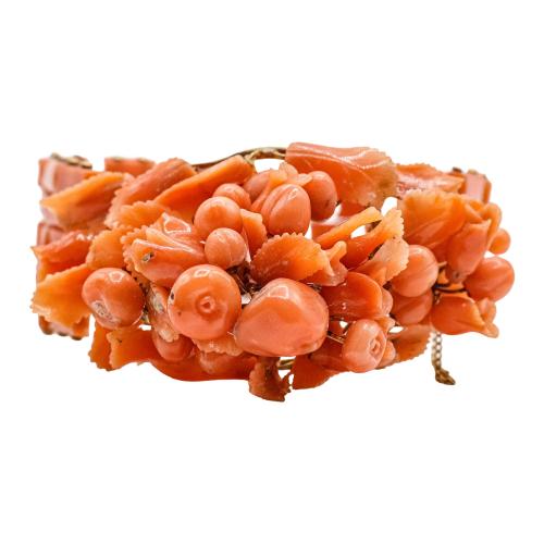 PULSERA Y BROCHE CORAL DEL SIGLO XIX