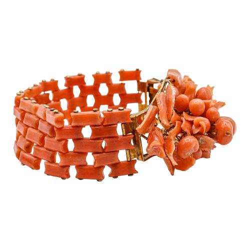 PULSERA Y BROCHE CORAL DEL SIGLO XIX