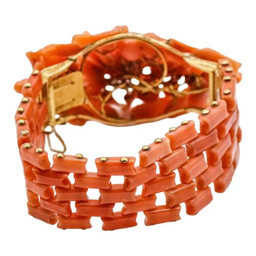 PULSERA Y BROCHE CORAL DEL SIGLO XIX