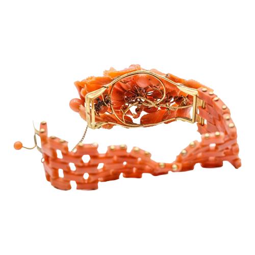 PULSERA Y BROCHE CORAL DEL SIGLO XIX
