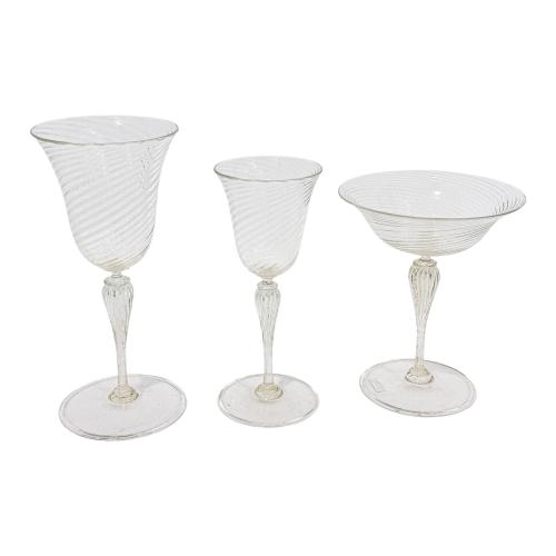 CONJUNTO DE COPAS DE CRISTAL DE MURANO, AÑOS 50
