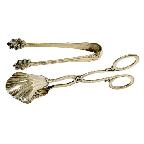 PINZAS Y TIJERAS DE PLATA PARA UVAS Y HIELO MEDIADOS  S. XX