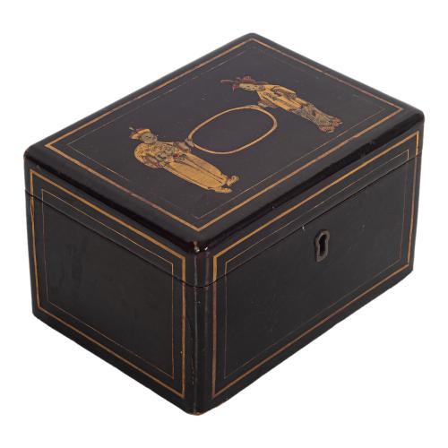 CAJA DE TÉ CHINA DE MEDIADOS DEL SIGLO XIX