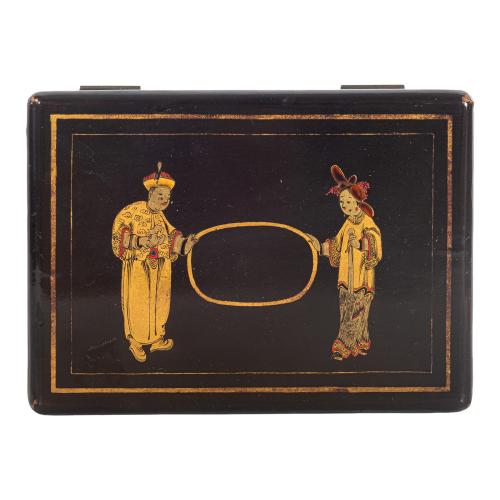 CAJA DE TÉ CHINA DE MEDIADOS DEL SIGLO XIX