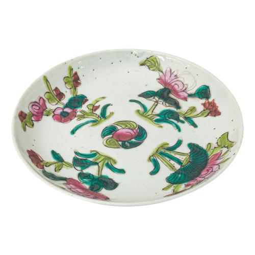 PLATITO PORCELANA CHINA FAMÍLIA ROSA FINALES DEL SIGLO XIX