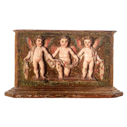 PLAFÓN CON RELIEVE DE ESCUELA ESPAÑOLA CIRCA 1700