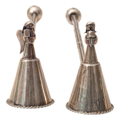 PAREJA DE APAGAVELAS DE PLATA MEJICANA DE MEDIADOS S. XX