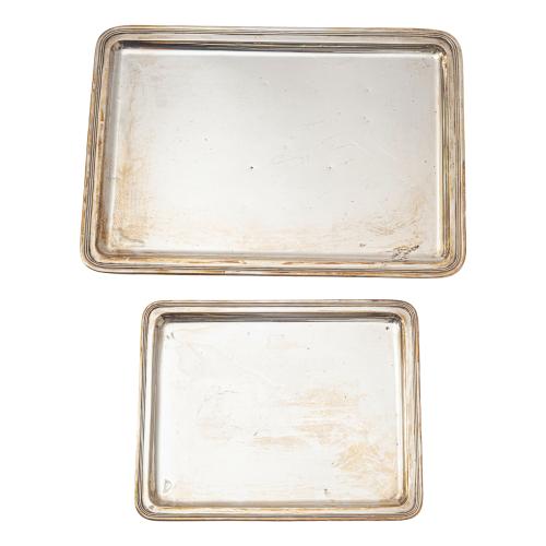 DOS BANDEJAS DE PLATA DE MEDIADOS DE S. XX