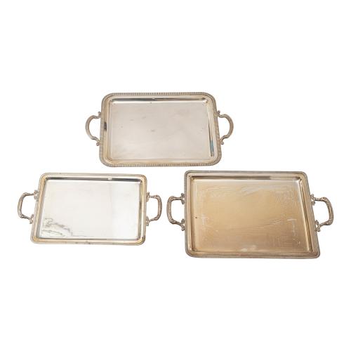 TRES BANDEJAS DE PLATA DE MEDIADOS DE S. XX