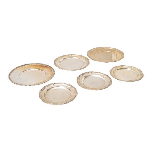 SEIS PLATOS DE SERVICIO DE PLATA AÑOS 60