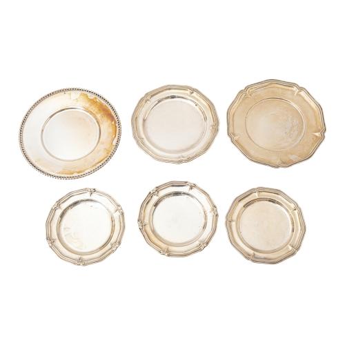 SEIS PLATOS DE SERVICIO DE PLATA AÑOS 60