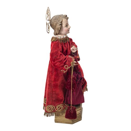 NIÑO JESÚS CAP I POTA EN VITRINA NEOGÓTICA S. XIX