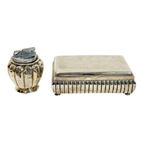 CAJA CIGARRERA Y ENCENDEDOR DE PLATA DE ÚLTIMO TERCIO S. XX 