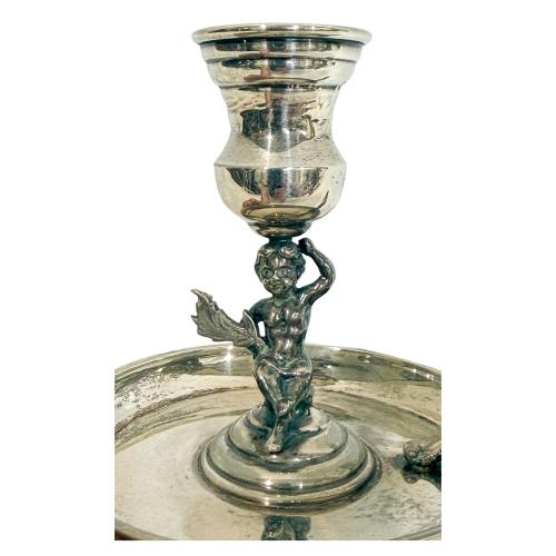 CANDELERO CON ASA DE PLATA DE MEDIADOS DE S. XX