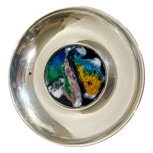 TRES CENTROS DE PLATA Y ESMALTE DEL ÚLTIMO TERCIO S. XX