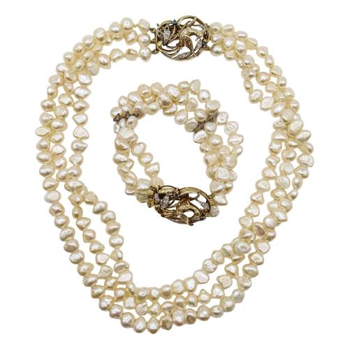 GARGANTILLA Y PULSERA DE PERLAS, AÑOS 80