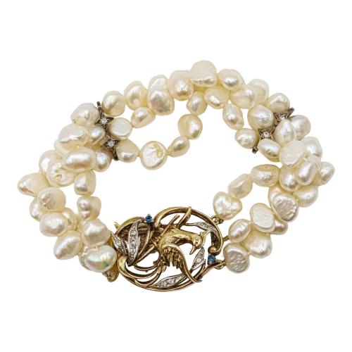 GARGANTILLA Y PULSERA DE PERLAS, AÑOS 80