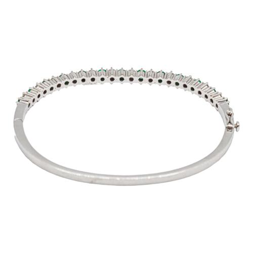 PULSERA ESCLAVA CON BRILLANTES Y ESMERALDAS, AÑOS 90
